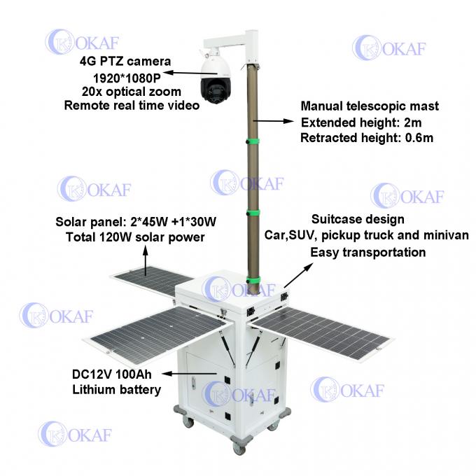 4G AI Camera Cabinet de seguridad móvil con energía solar para el monitoreo del sitio de construcción 1