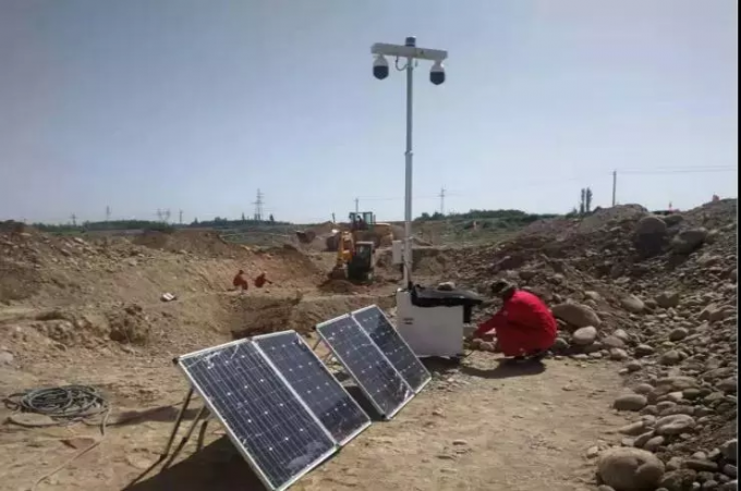 4G AI Camera Cabinet de seguridad móvil con energía solar para el monitoreo del sitio de construcción 4