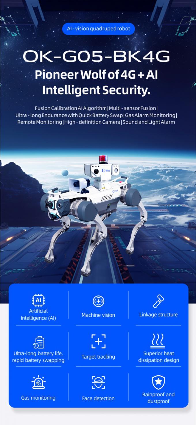 OKAF AI Vigilancia Autónomo Robot de Patrulla de Seguridad Robot de Guardia Industrial Perro Robot de Seguridad Inteligente Robot Cuádruple 0