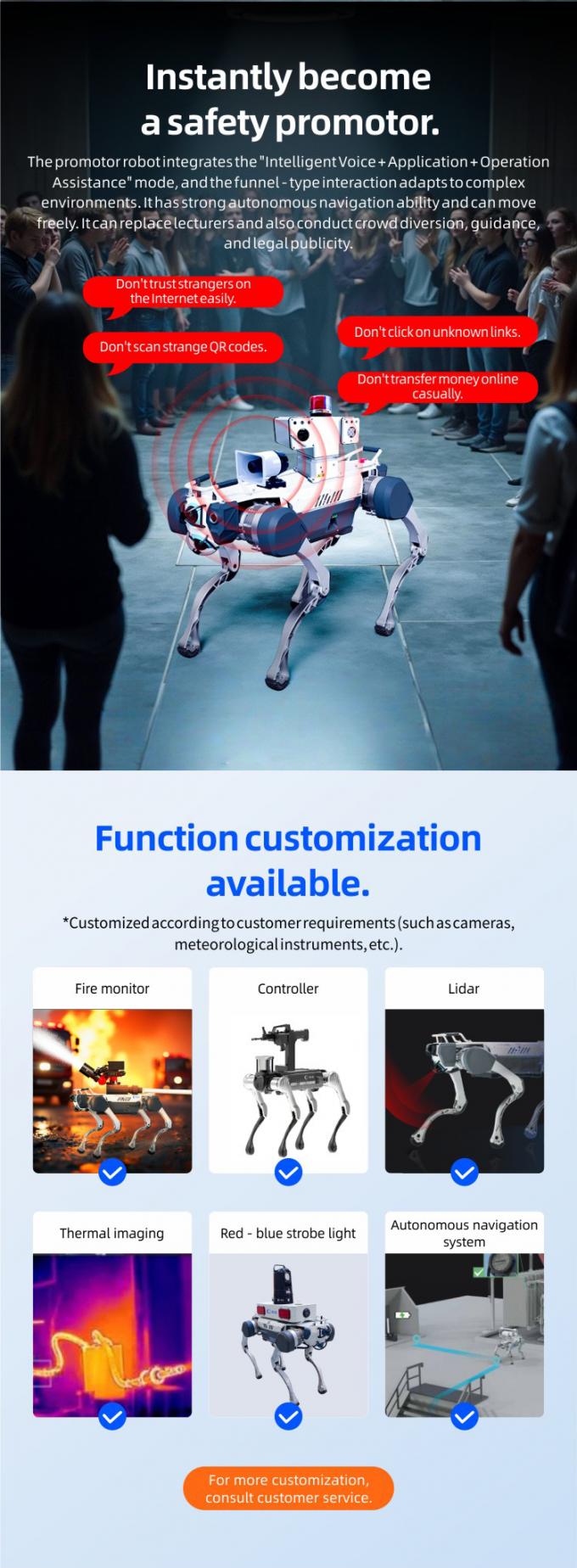 OKAF AI Vigilancia Autónomo Robot de Patrulla de Seguridad Robot de Guardia Industrial Perro Robot de Seguridad Inteligente Robot Cuádruple 6