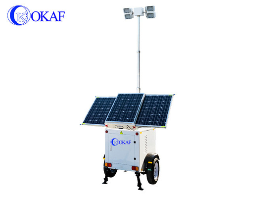 Remolque móvil ligero llevado solar de la vigilancia con el palo telescópico de Pneumastic