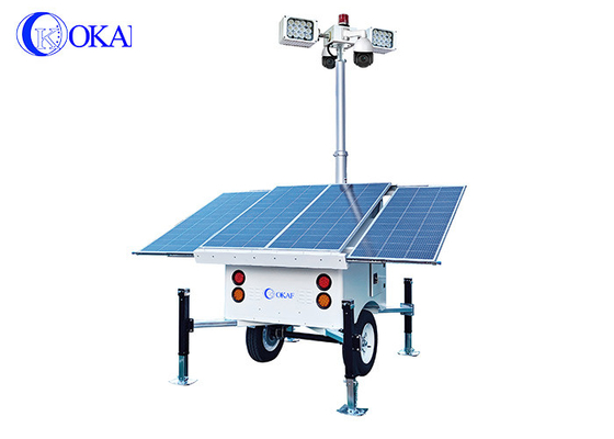 OKAF sitio de construcción torre de vigilancia de luz 4G 5G móvil CCTV trailer torre de seguridad solar cámara