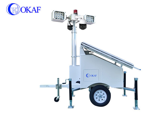 OKAF sitio de construcción torre de vigilancia de luz 4G 5G móvil CCTV trailer torre de seguridad solar cámara