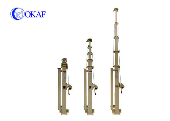 5m 6m 7m 8m 50KG peso de la carga útil de acero mástil telescópico manual cabrestante mástil manivelado