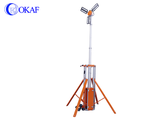 Torre de iluminación de emergencia portátil todo en uno, torre de iluminación telescópica alimentada por batería para rescate contra incendios en la construcción