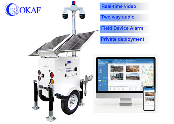 Monitoreo fuera de la red 24/7 Sistema Solar de seguridad 3x200W Torre CCTV 4G Tarjeta SIM Cámara 6m Remolque de mástil telescópico