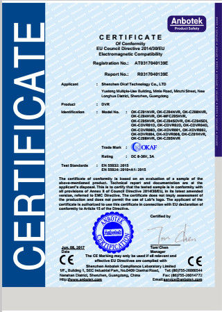 China Shenzhen Okaf Technology Co., Ltd. Certificaciones